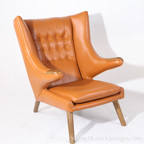 Hans J wegner genuine leather Papa bear chair and stool